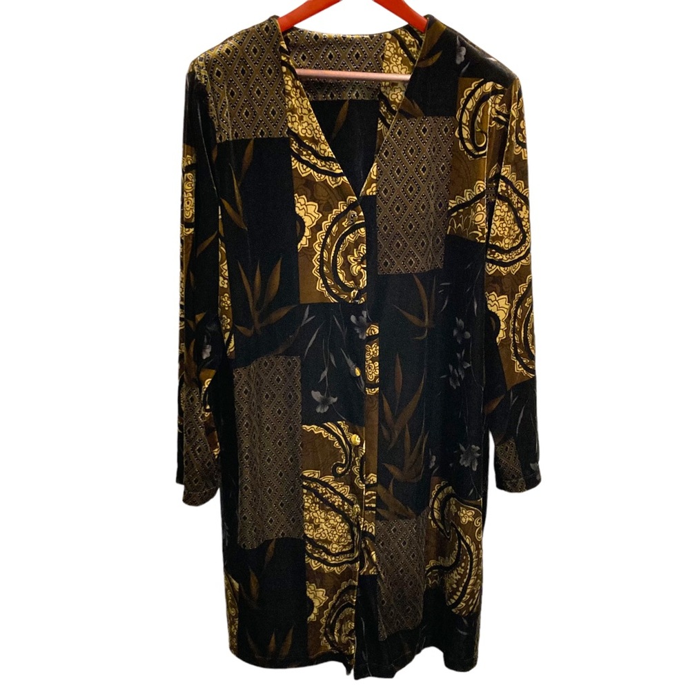 Paisley Design Velour Dress XL